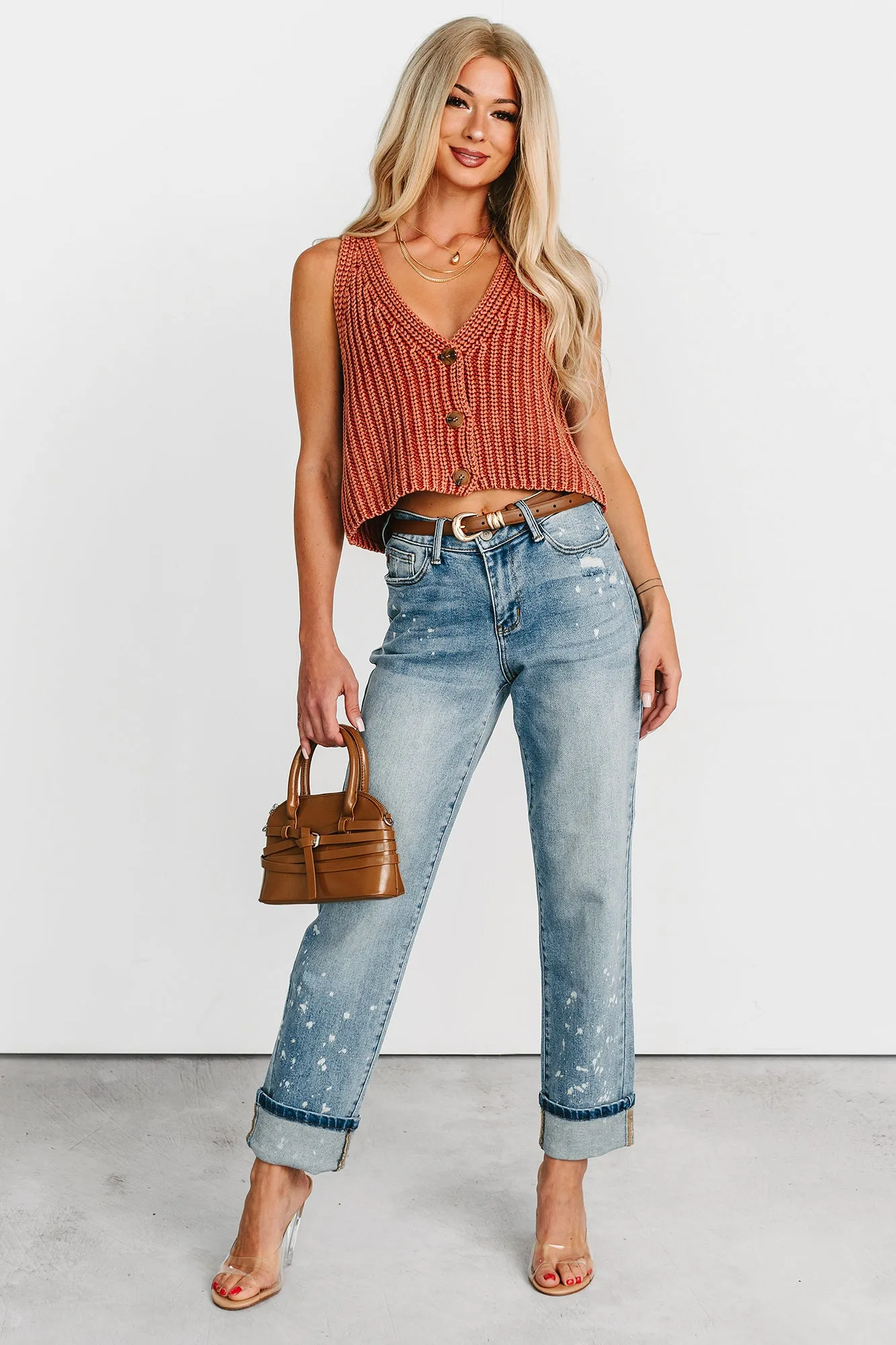 QuickRelease Fastener Smooth Stitching Ginny Bleach Splatter Judy Blue Boyfriend Jeans (Medium)
