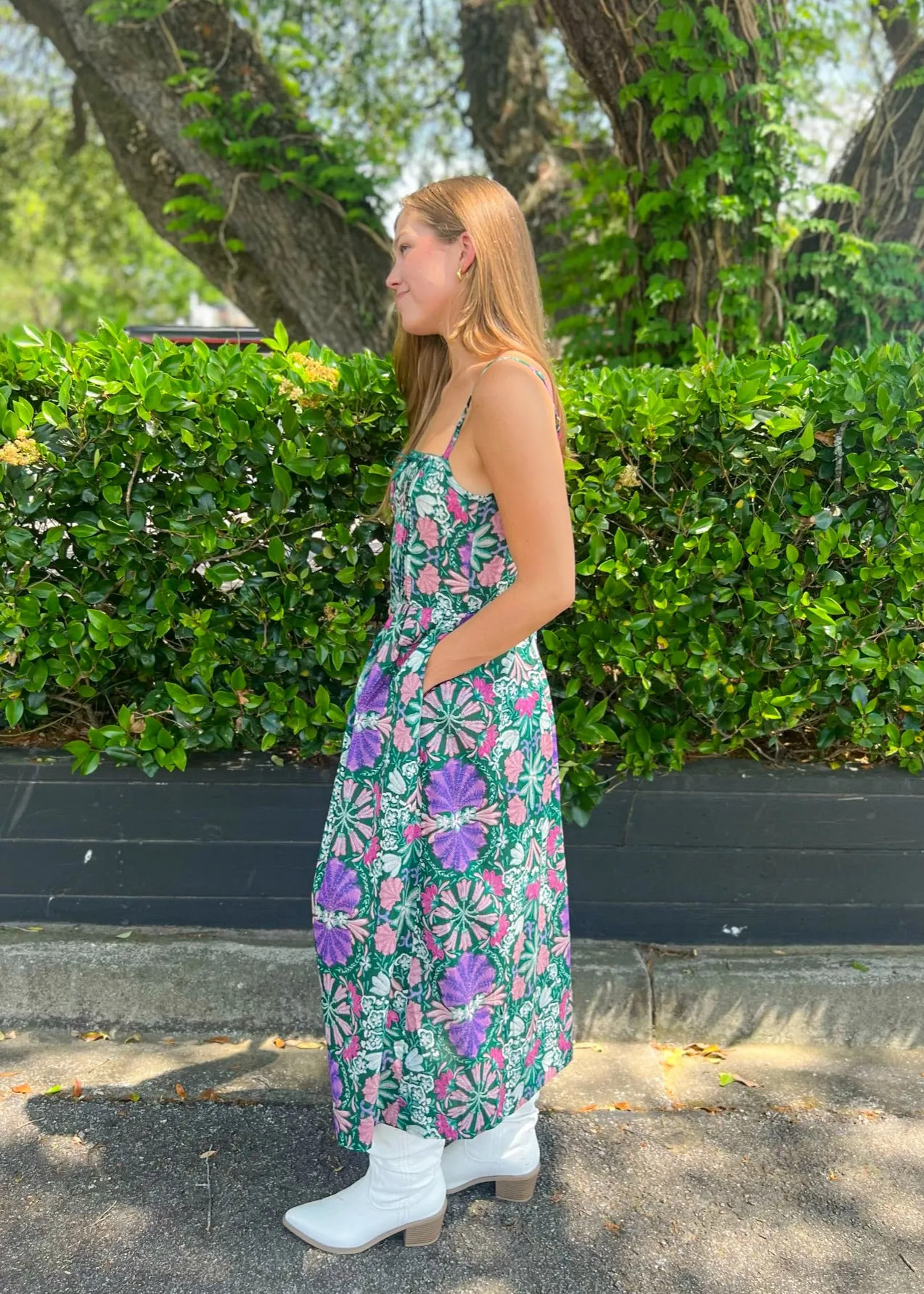 Stylish Design Breathable Design CATHERINE FLORAL OPEN-BACK MIDI DRESS