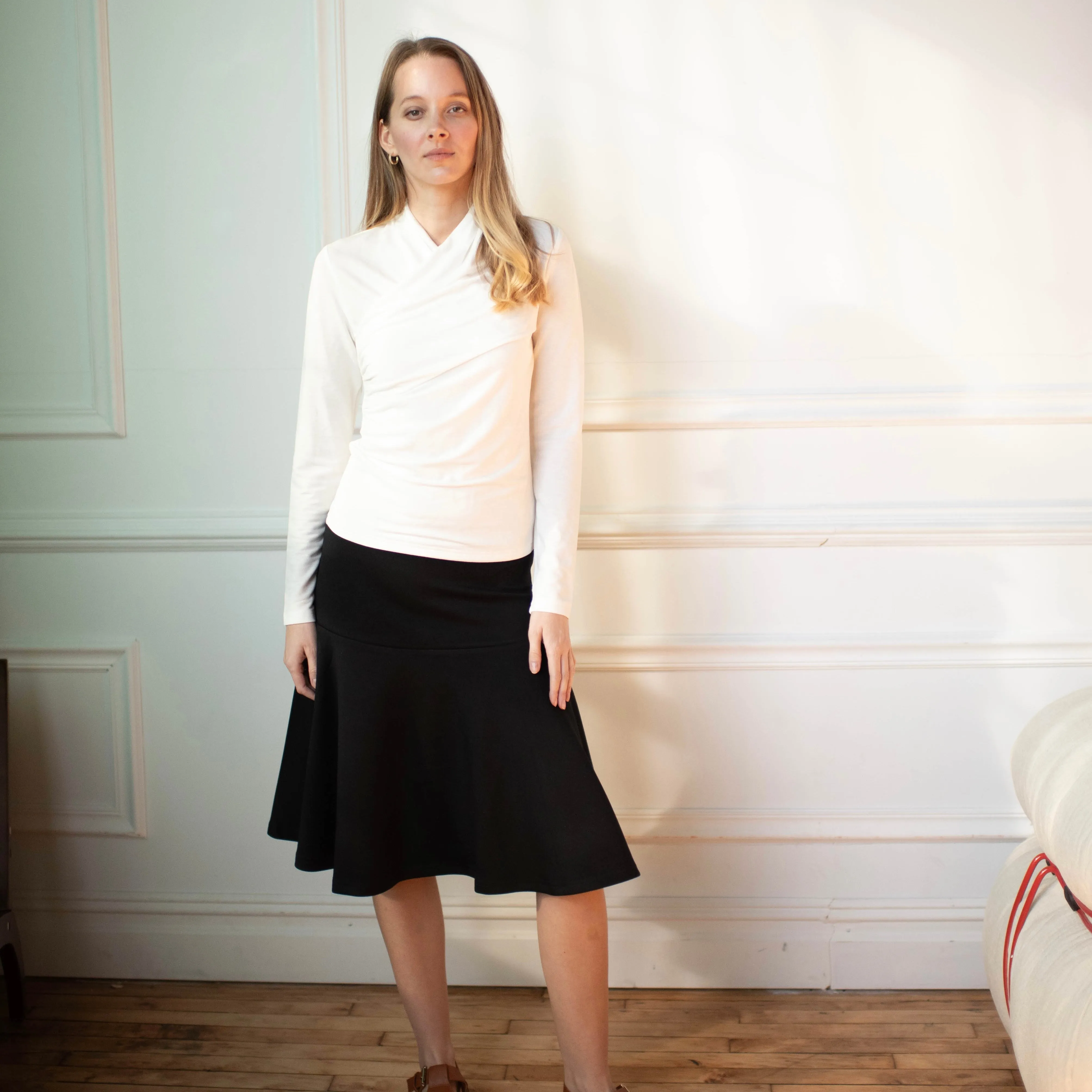 Drop Waist Skirt | Black Soft Texture