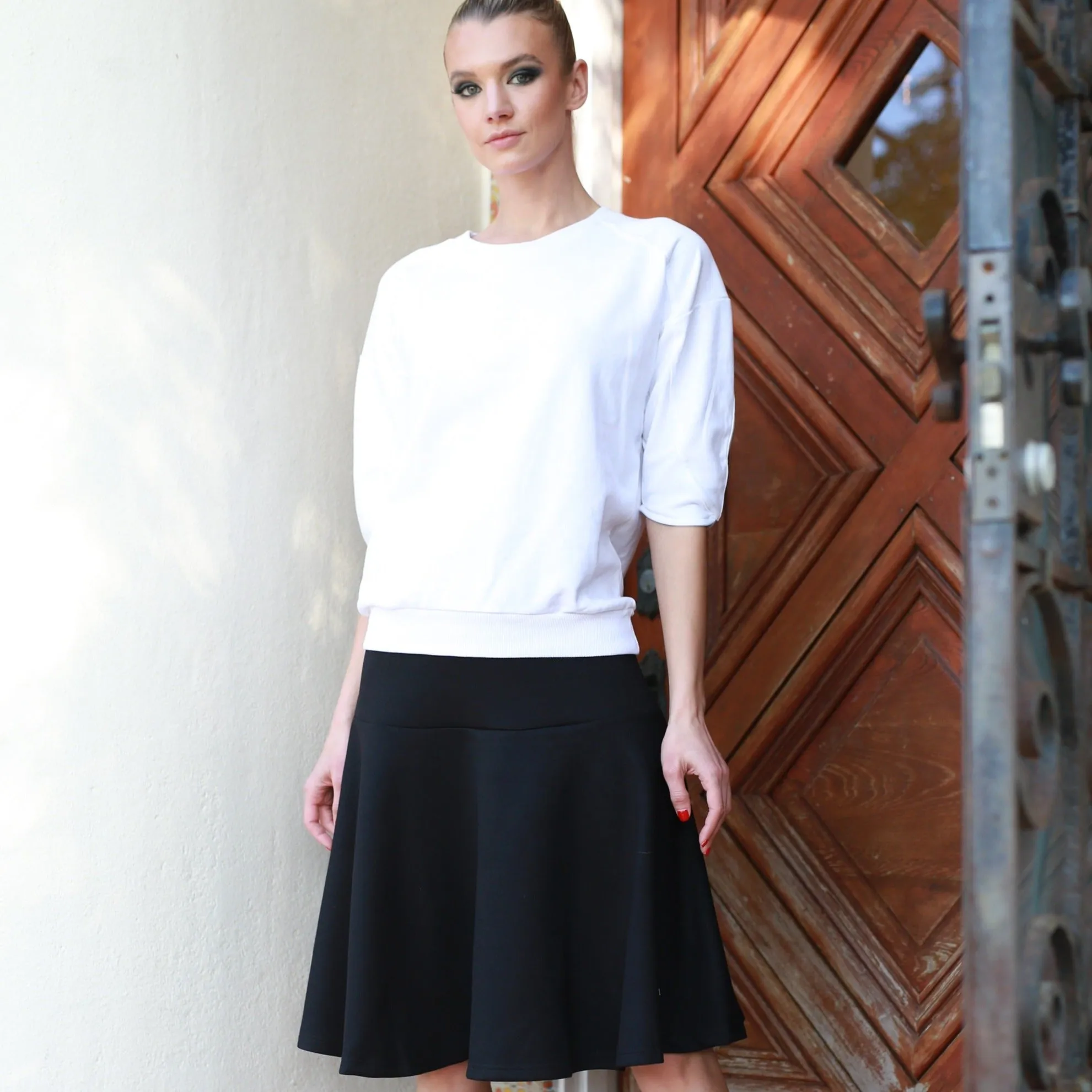Comfortable Layering Drop Waist Skirt | Black