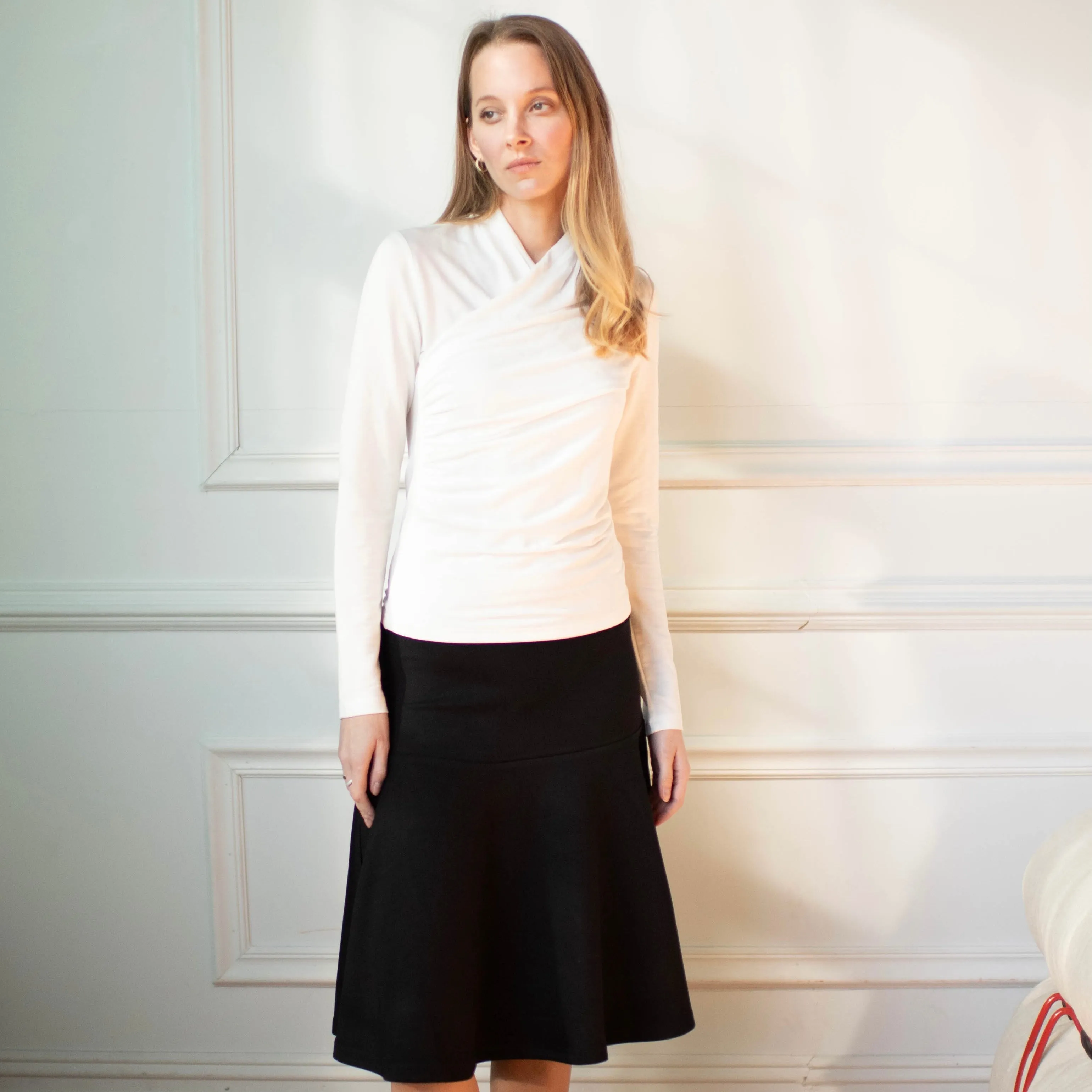 Plus-size option Drop Waist Skirt | Black