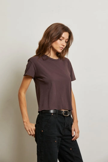 Quick Dry Tech Outdoor Wear Harley Boxy Crew Tee in Cocoa