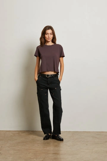 Fade Resistant Finish HighElasticity Thread Harley Boxy Crew Tee in Cocoa