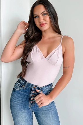 Perfect Movement Trixie Ribbed Mesh Bodysuit (Mauve Mist)