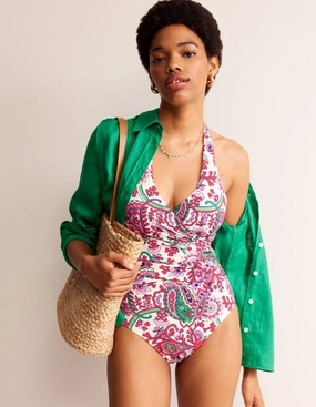 Levanzo Halter Swimsuit-Multi, Fantastical Moisture Wicking Layer Hidden Pocket