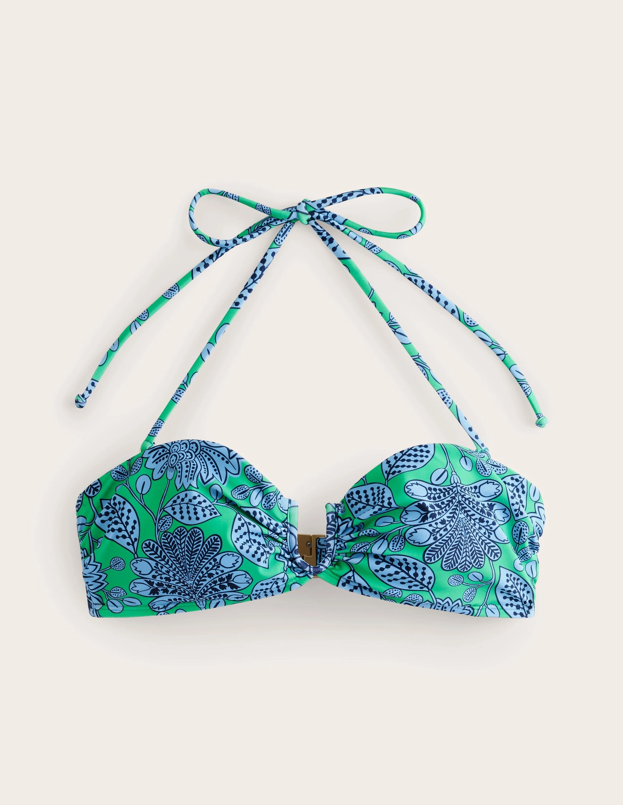 U Bar Bikini Top-Ming Green, Gardenia Swirl Ultra Soft Lining