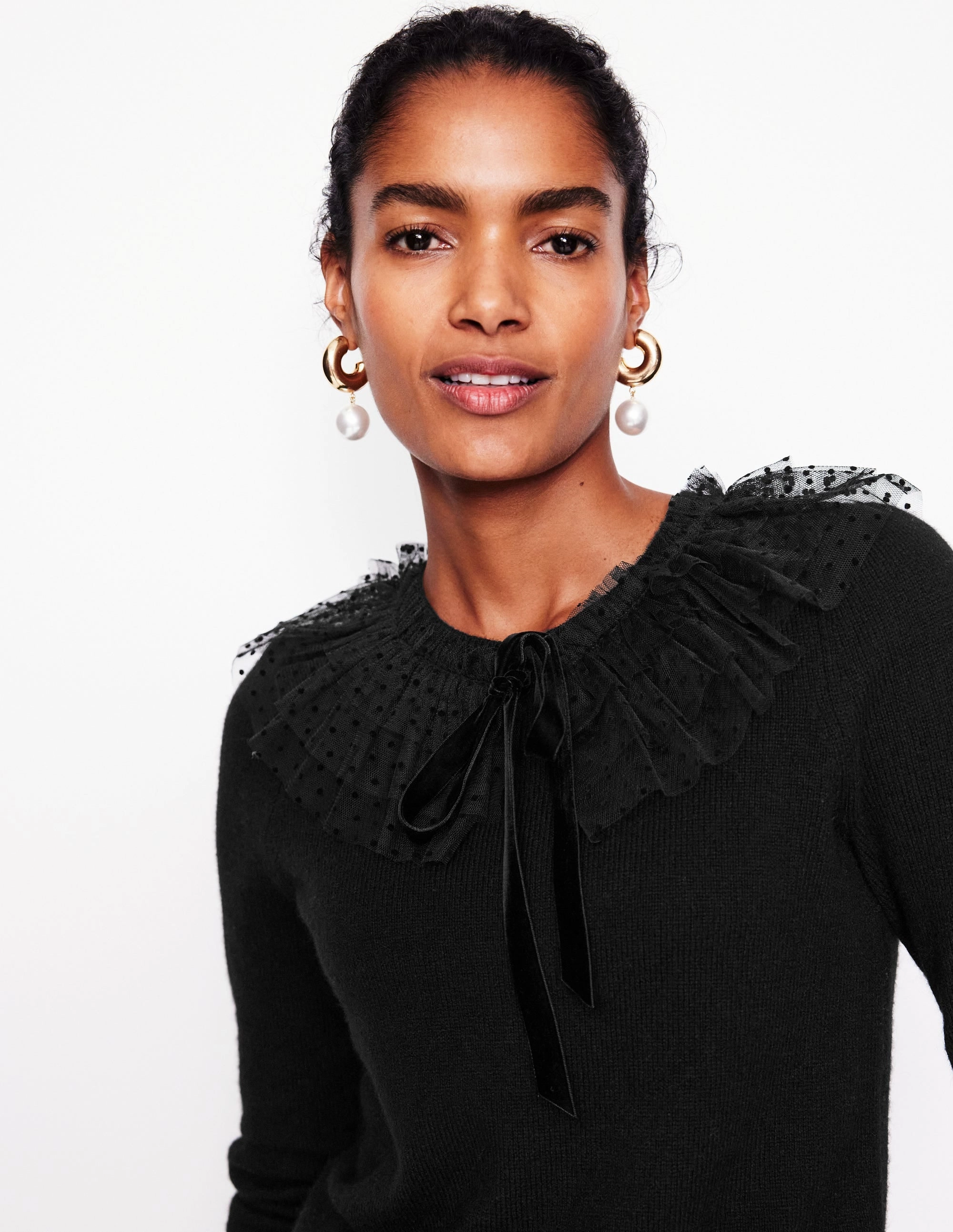 Cozy Weekend Tulle Party Jumper-Black