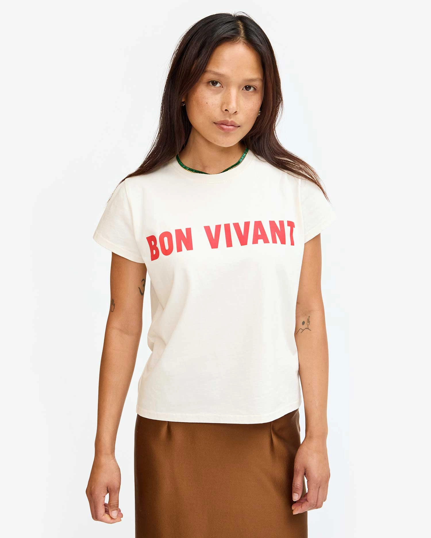 Moisture wicking Bon Vivant Classic Tee in Cream
