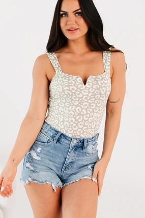 Exotic Nights Animal Print Bodysuit (Sage/White) Move Comfort Plus Size Fade Resistant