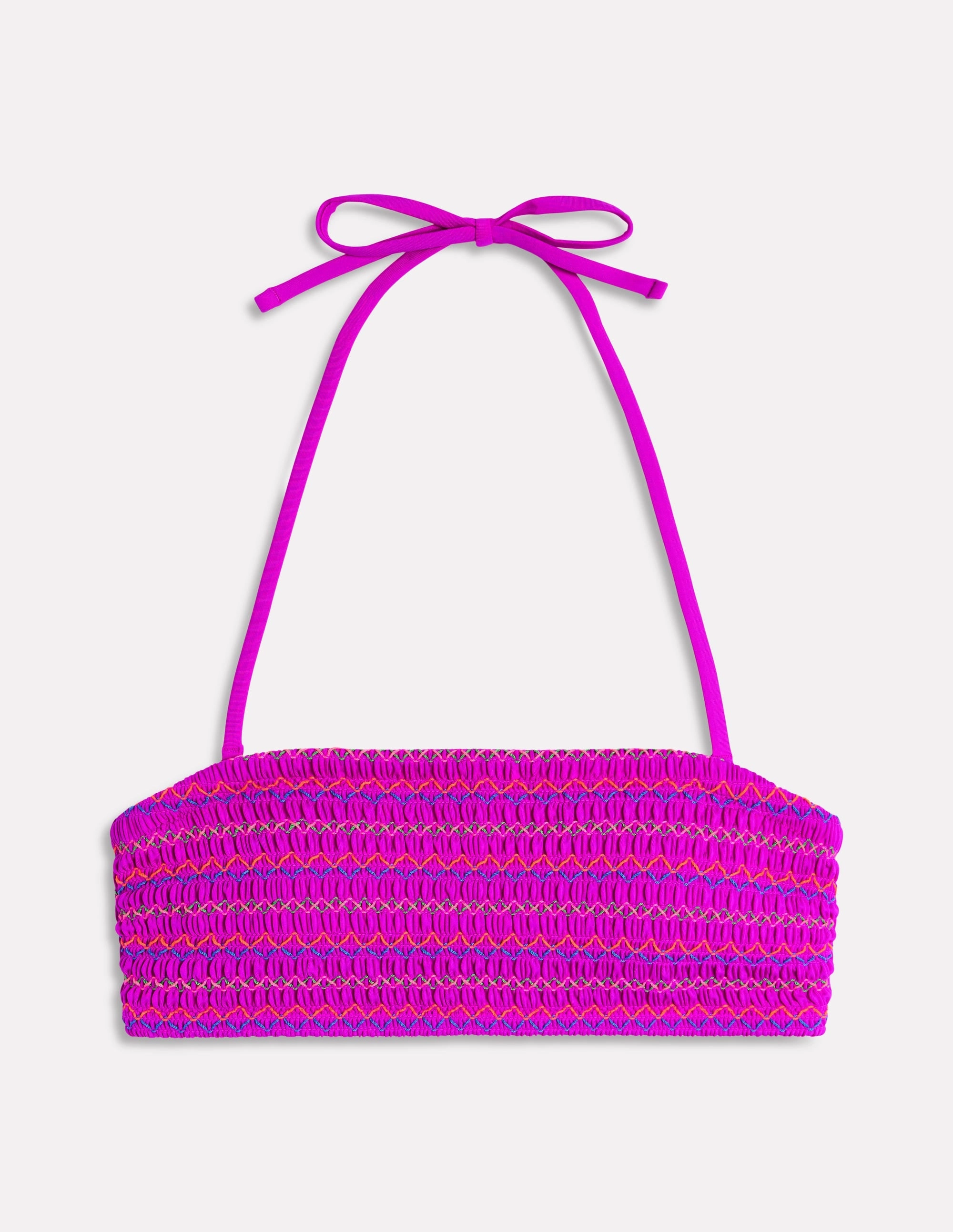 Milos Smocked Bikini Top-Very fuchsia Reflective Trims