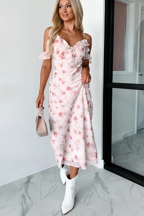 tailored look Undoubtedly Charming Floral Maxi Dress (Pink)