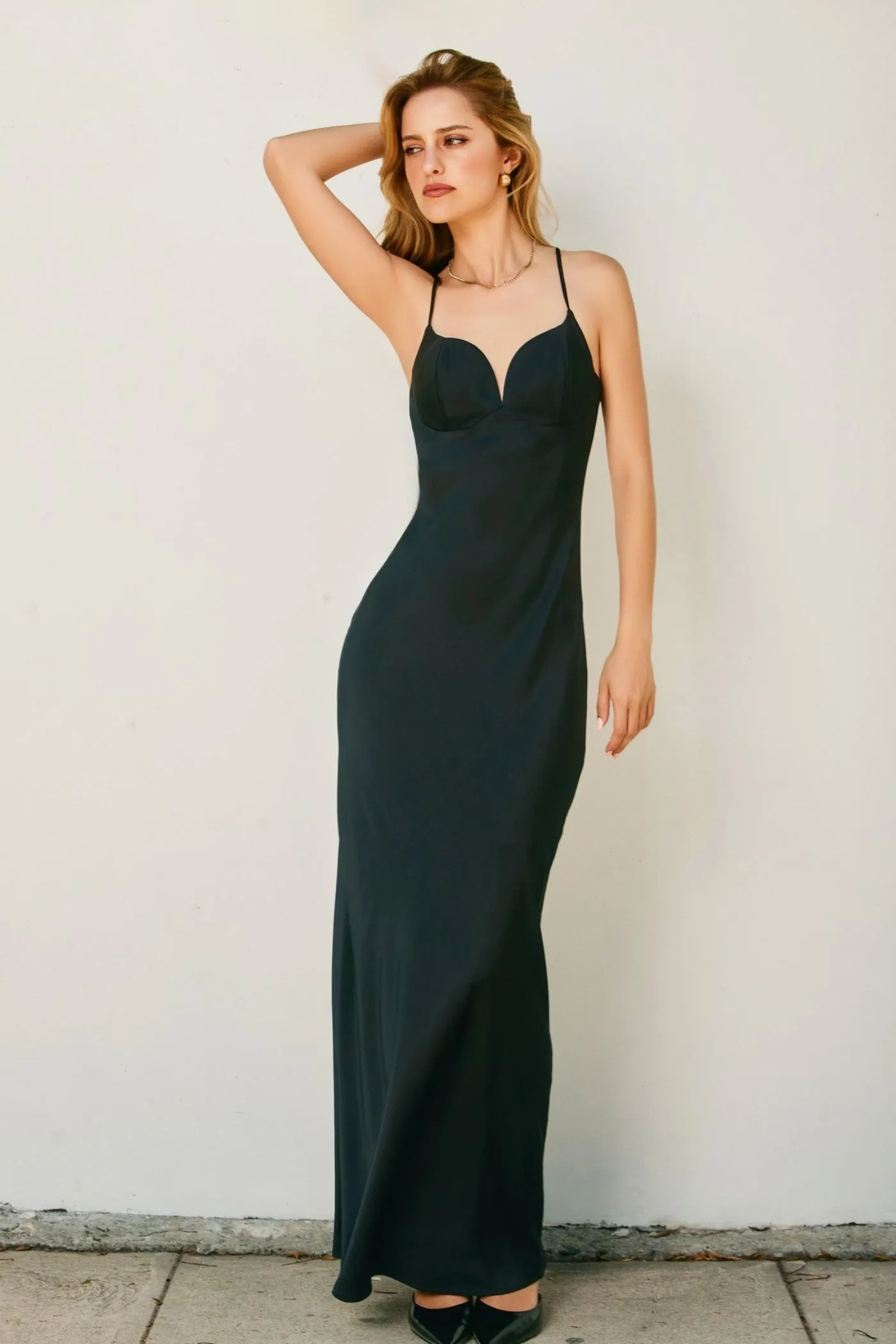 Calm Grace HALEY SATIN MAXI DRESS