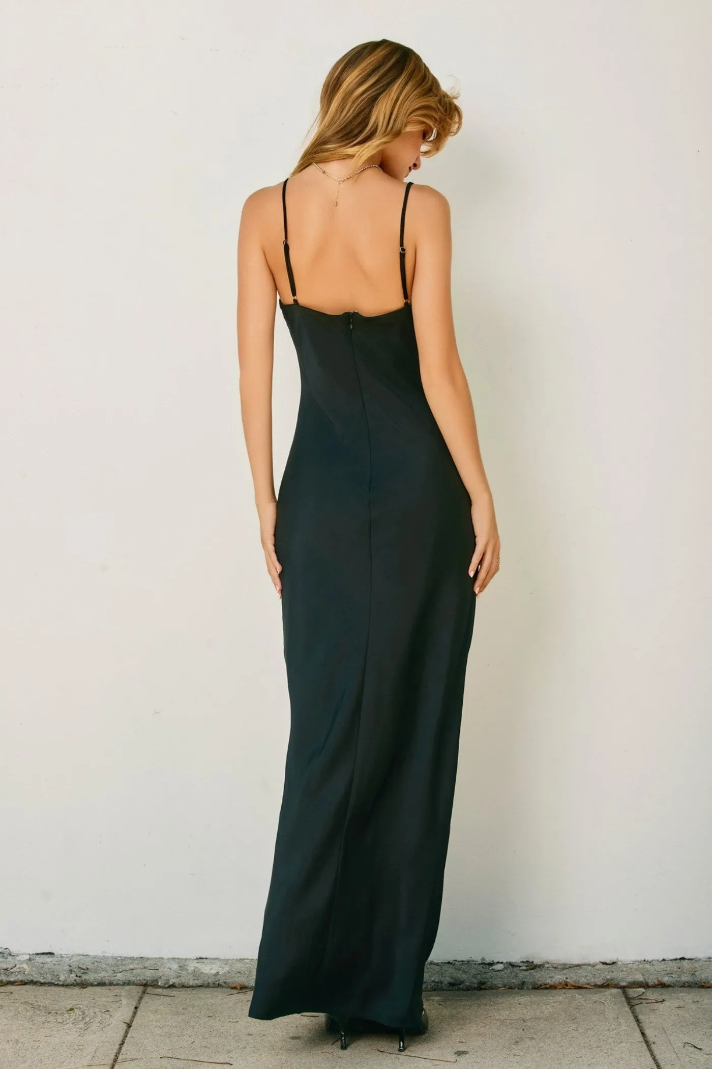 HALEY SATIN MAXI DRESS Smart and Sleek Vibe Choice
