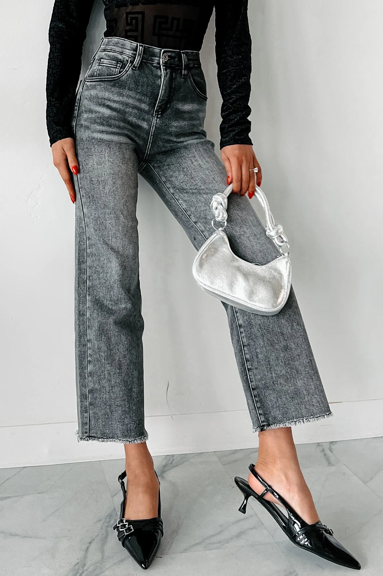 Work Meeting Unisex Wear Weekend Warrior Minimalist Style Chill Outfit Dirk High Rise Tummy Control Special A Wide Leg Jeans (Black)