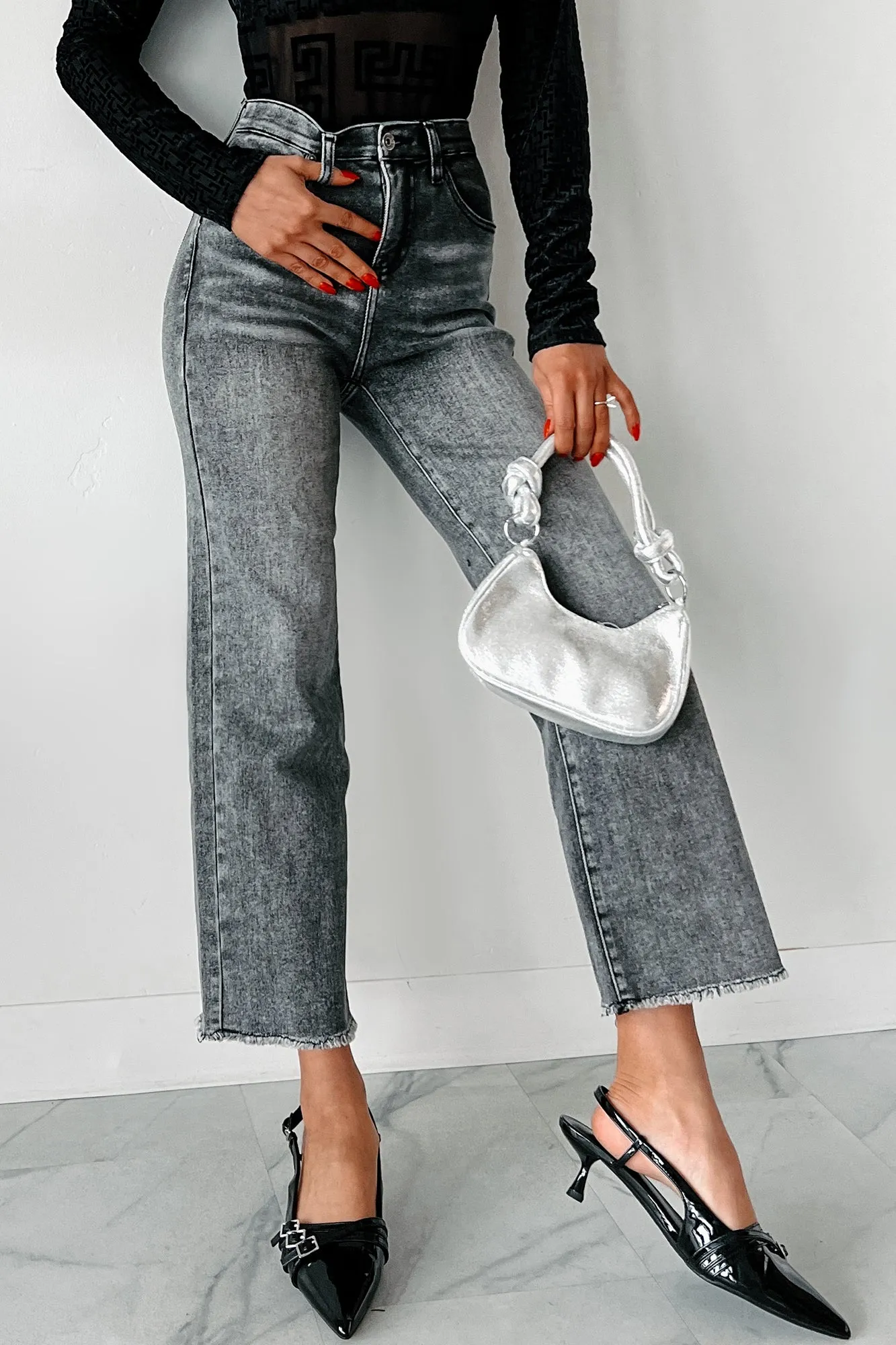 Year Round Sharp Silhouette Dirk High Rise Tummy Control Special A Wide Leg Jeans (Black)