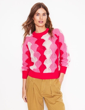 Polished Edge Alice Fluffy Raglan Jumper-Poppy Red/ Chalk/ Tickled Pink