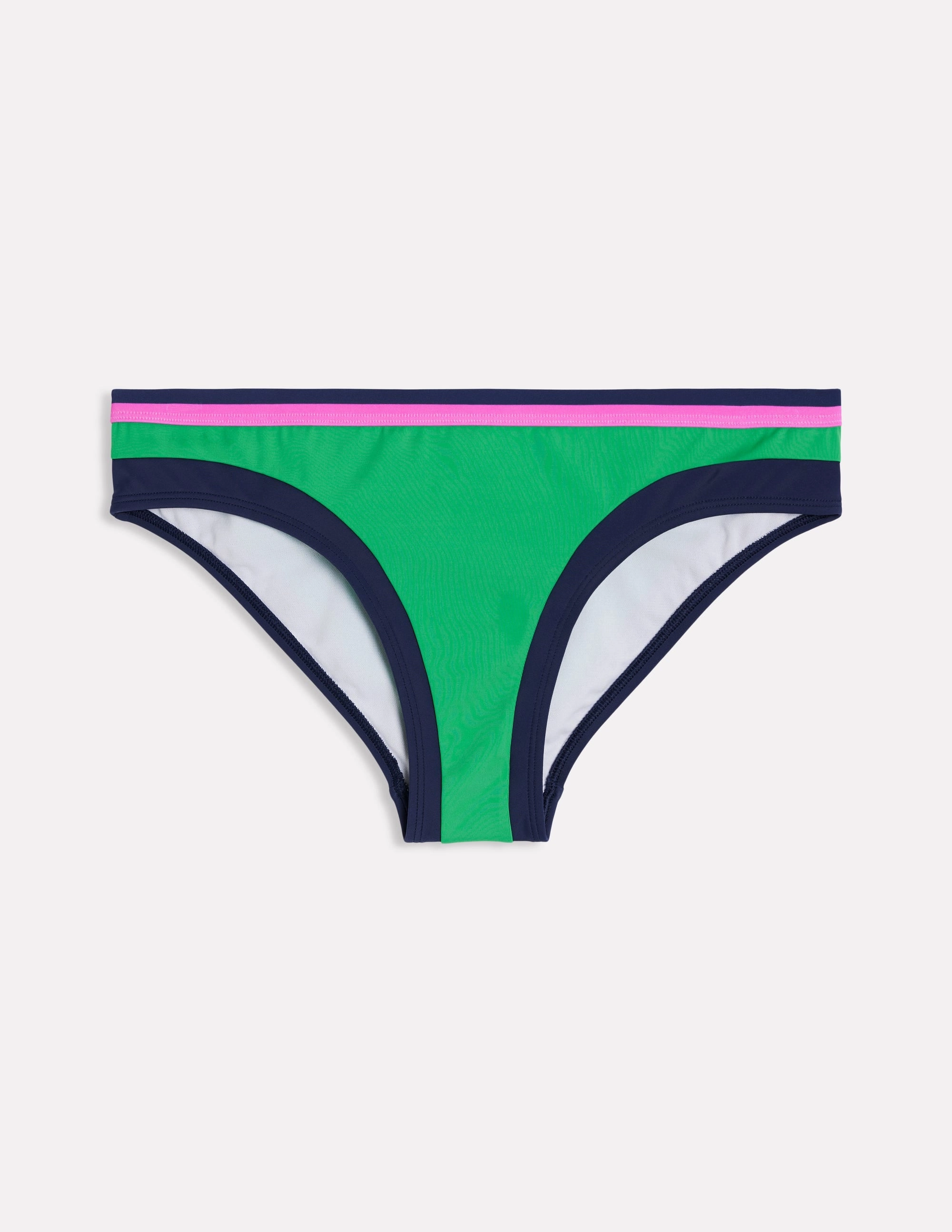 Santorini Bikini Bottoms-Green Colourblock Durable Elastic Edging