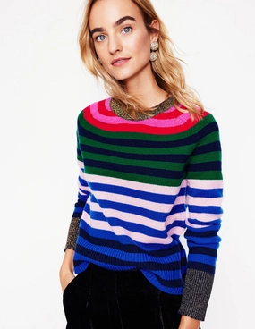 Olivia Merino Jumper-Multi, Rainbow Stripe Daily Favorite Core Style