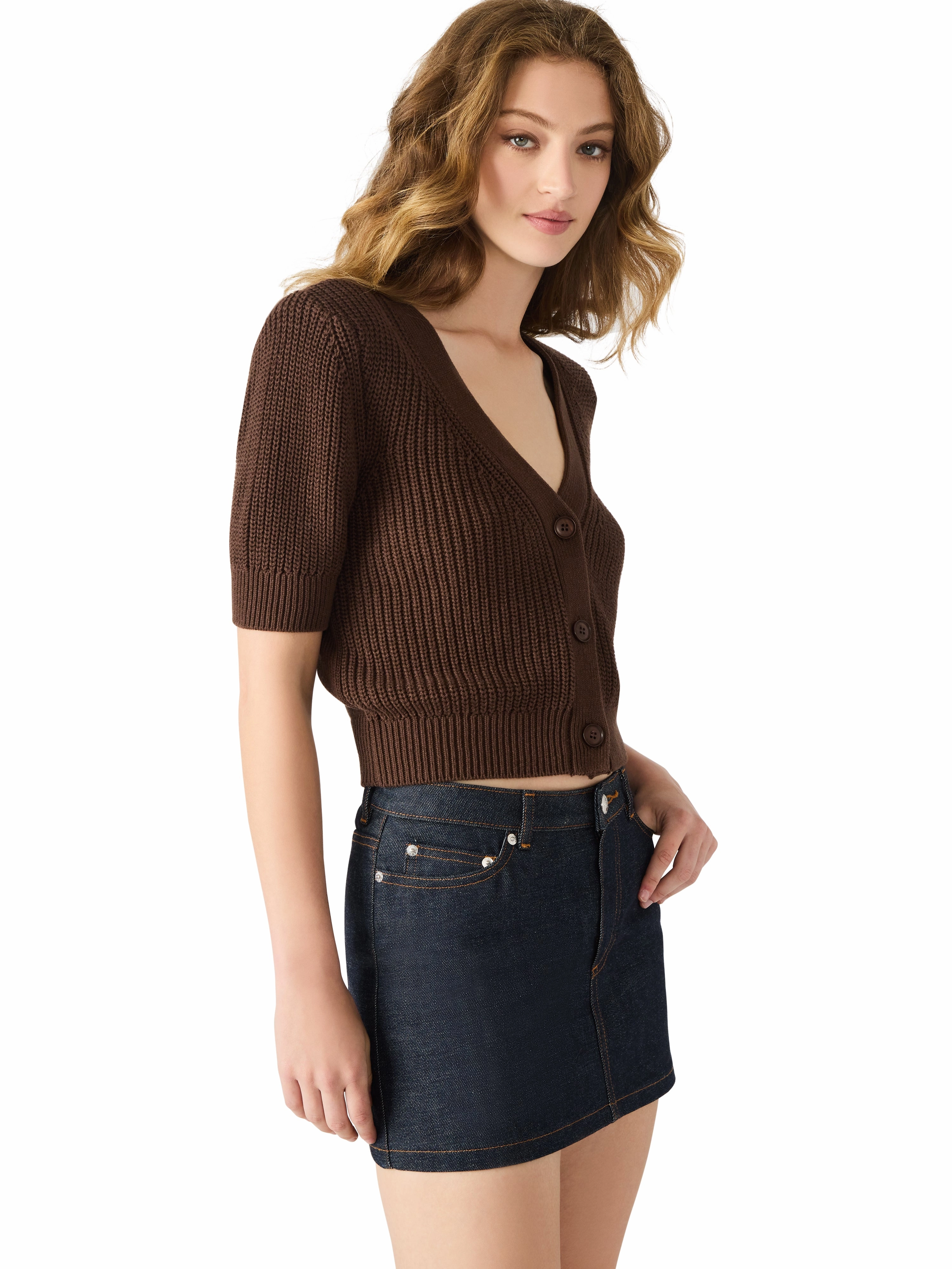 Quick Dry Feature Lightweight Jacket Janae Cardigan in Chocolate