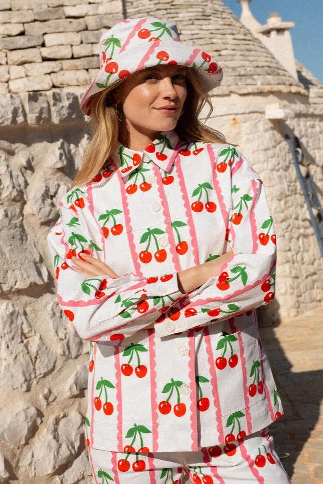 Comfortable Layer Romy Jacket in Scalloped Cherry