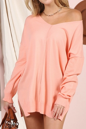 HeatRegulating Quick Dry Blend V NECK LOOSE FIT TUNIC LENGTH SOFT SWEATER TOP