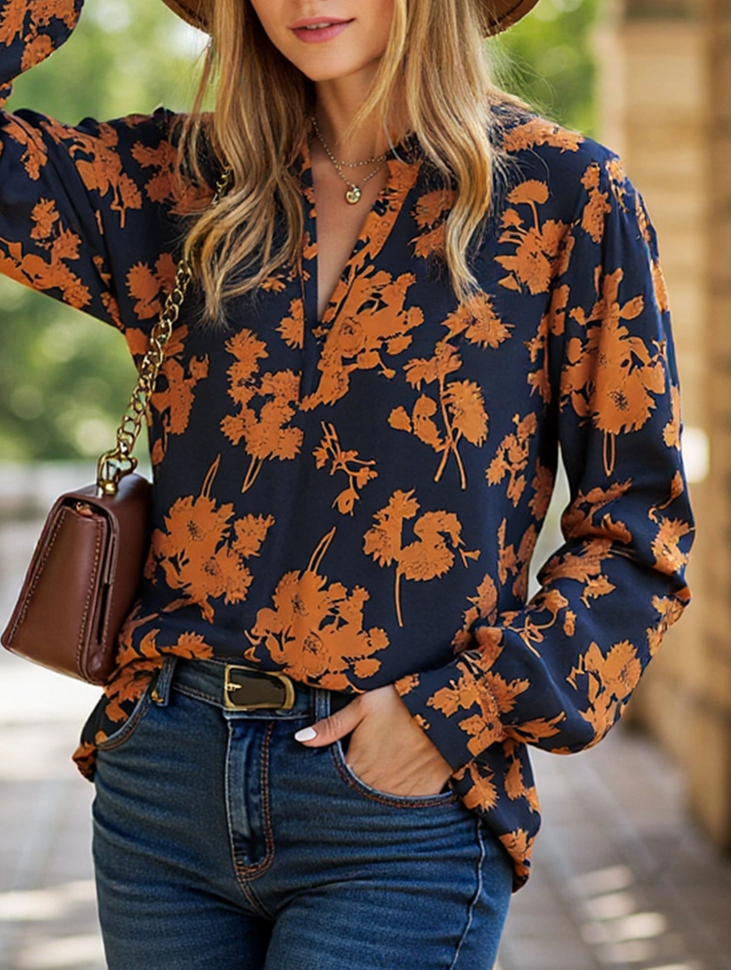 V-neck printed shirt Bold Patterns