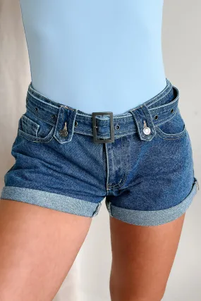 Valerie Low Rise Cuff Hem Cello Denim Shorts (Medium Denim) teenagers Beach Vibe