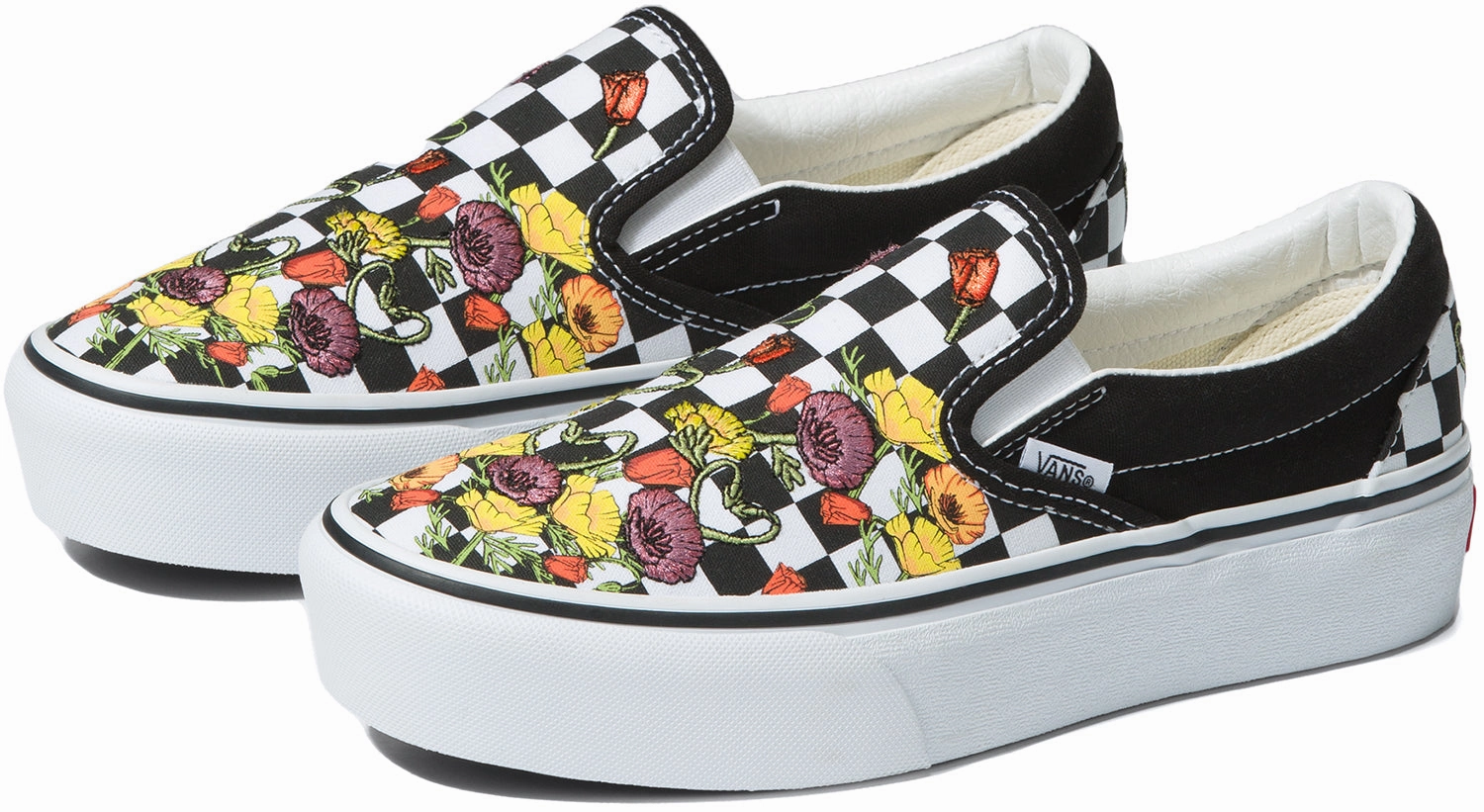 Vans Classic Slip-On Platform Poppy Checkerboard Black/Multi