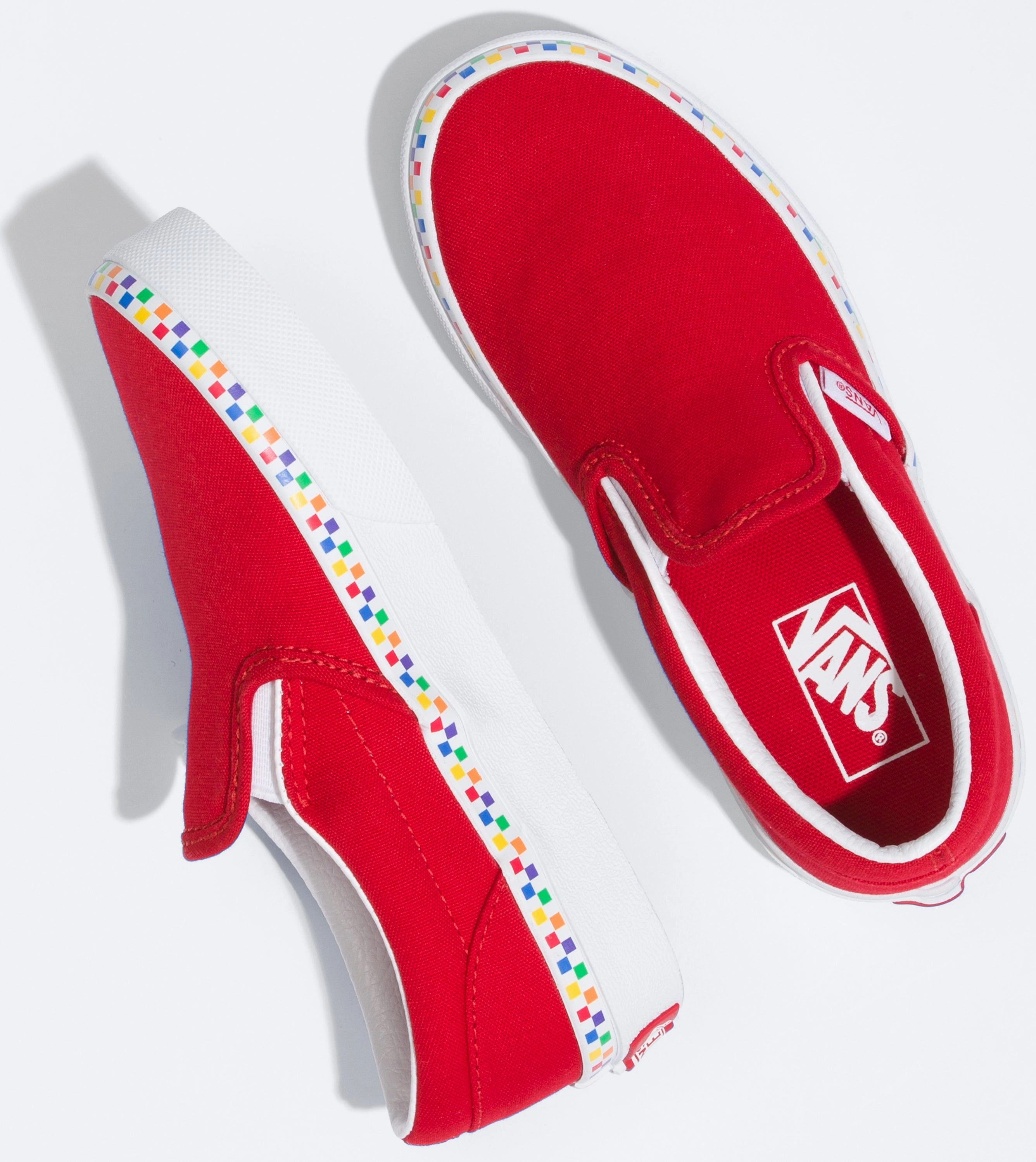 Vans Kids Classic Slip-OnRainbow Checkerboard Red/True White