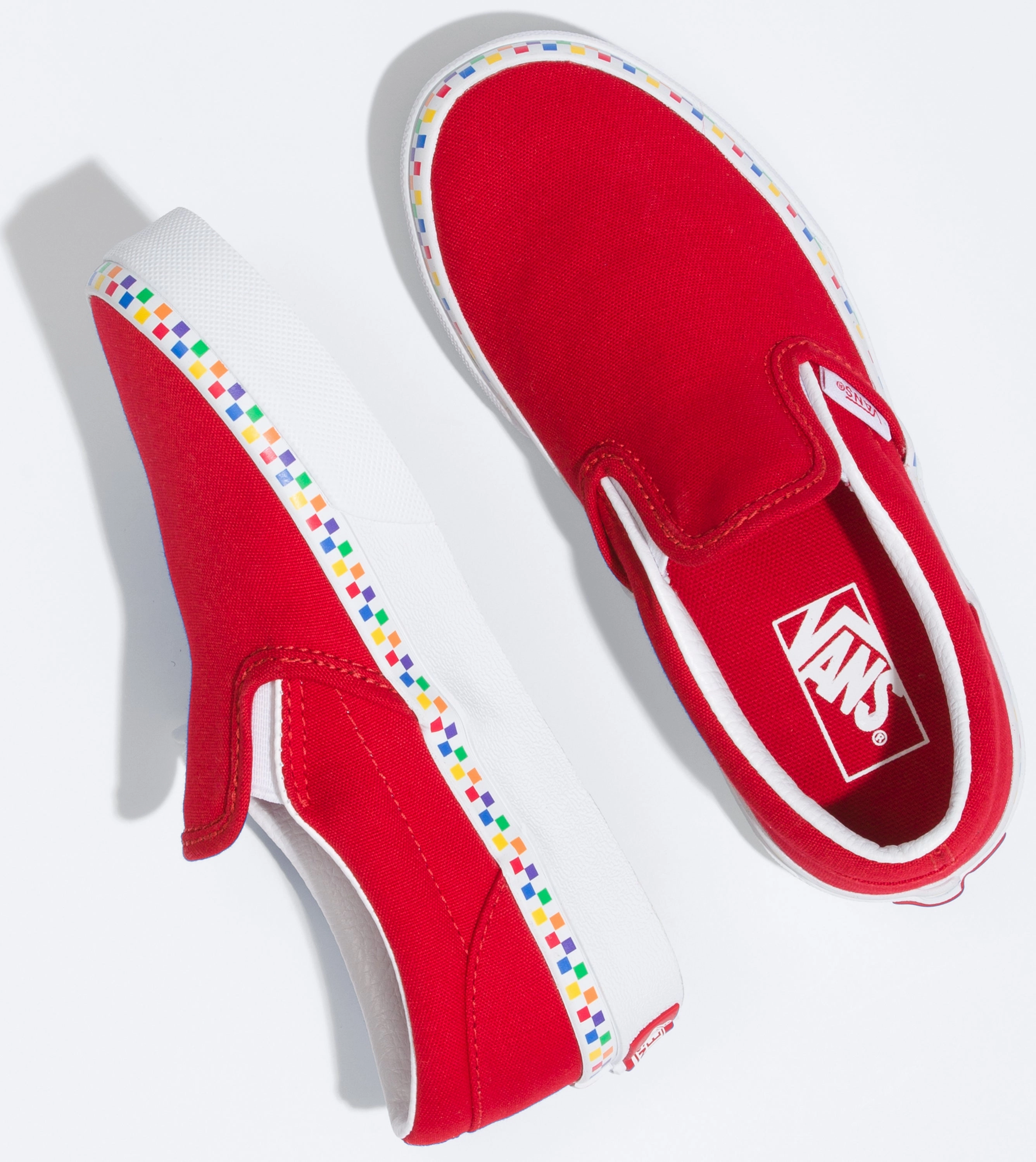 Vans Kids Classic Slip-OnRainbow Checkerboard Red/True White