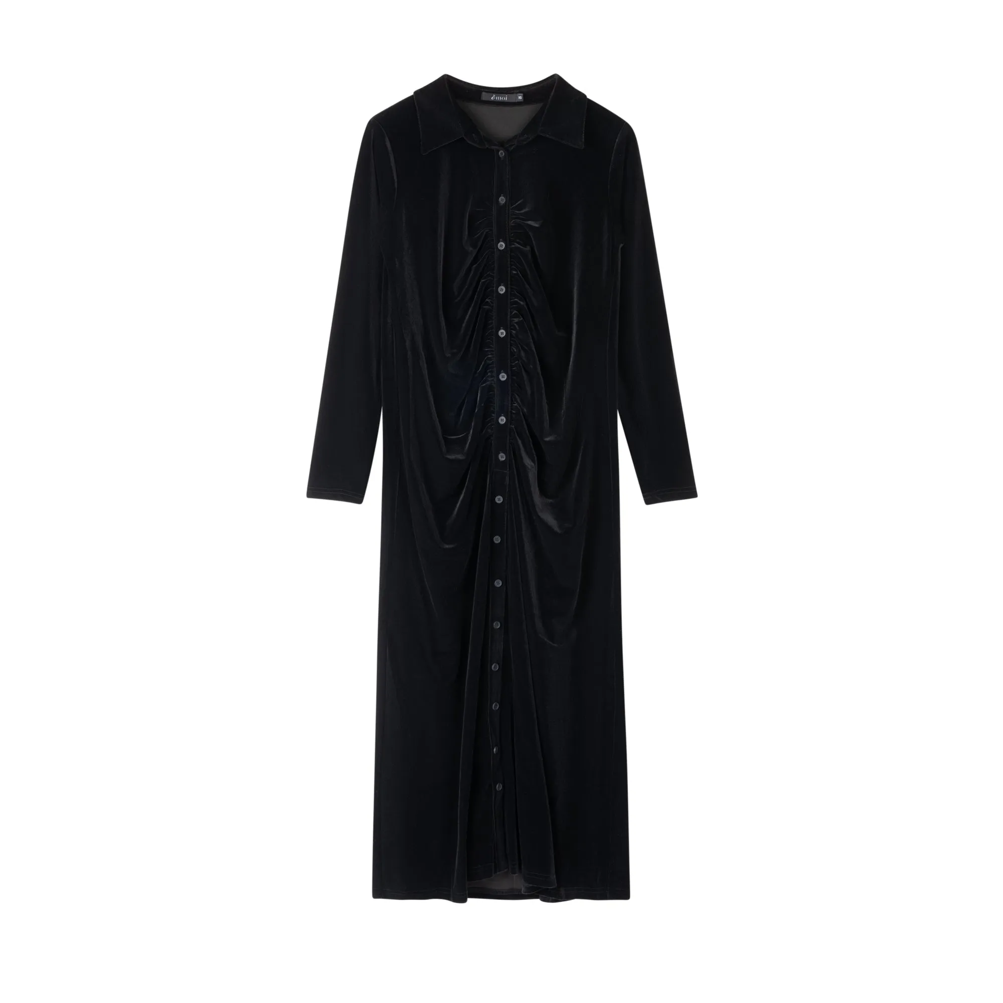 Timeless Trend All Day Look Velour Ruched Dress | Black [Final Sale]
