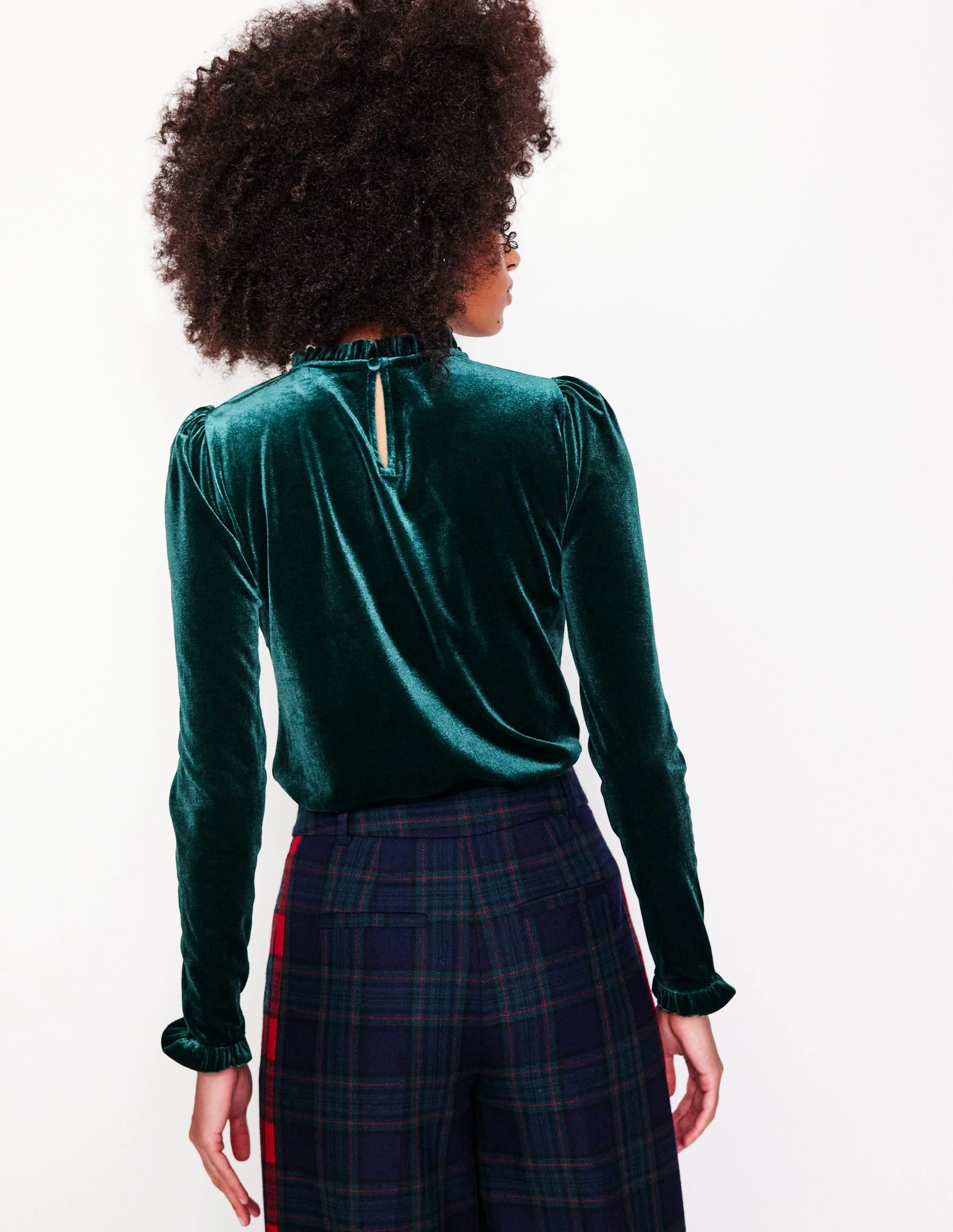 Velvet Frill Neck Top-Glade OversizedFit