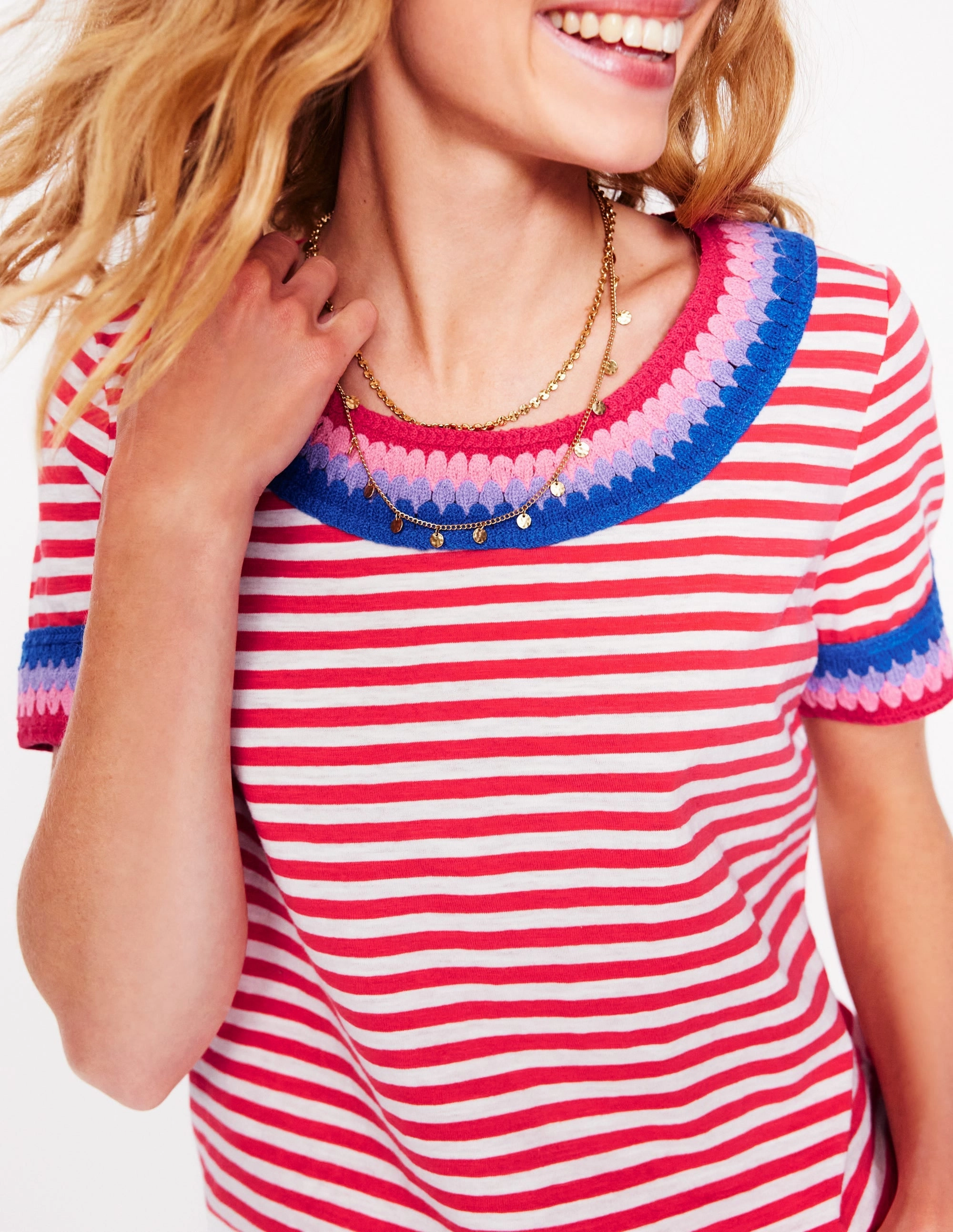 AntiPilling Technology Fae Crochet T-shirt-Ivory, Cayenne