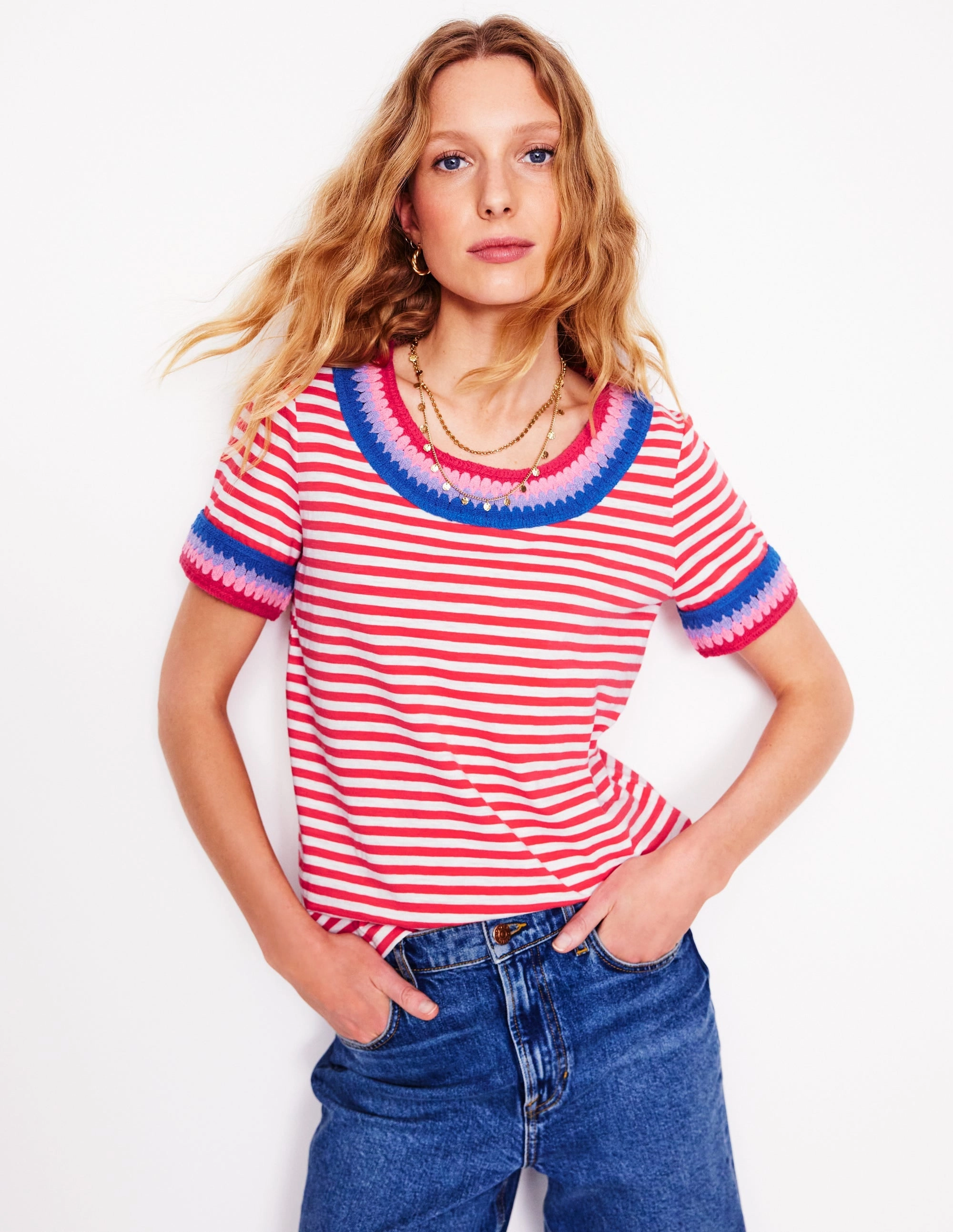 AntiPillTreatment Fae Crochet T-shirt-Ivory, Cayenne