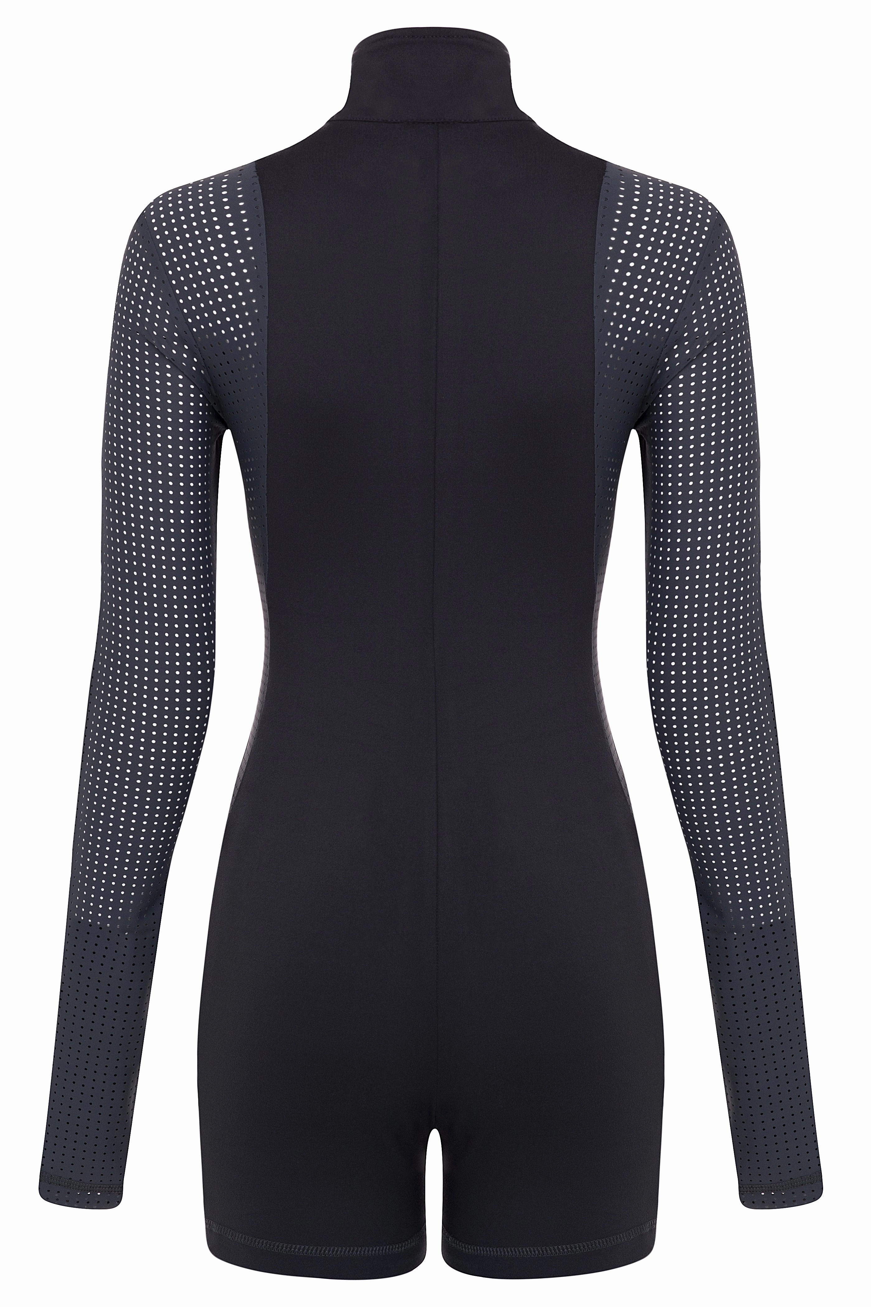 Gym Picnic Contour Long Sleeve Romper GUNMETAL