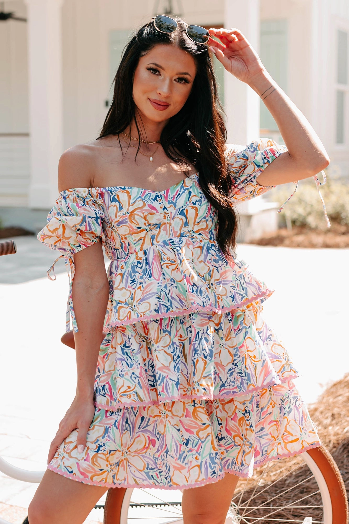 Vibrant Voyage Tiered Printed Mini Dress (Multi) All Inclusive