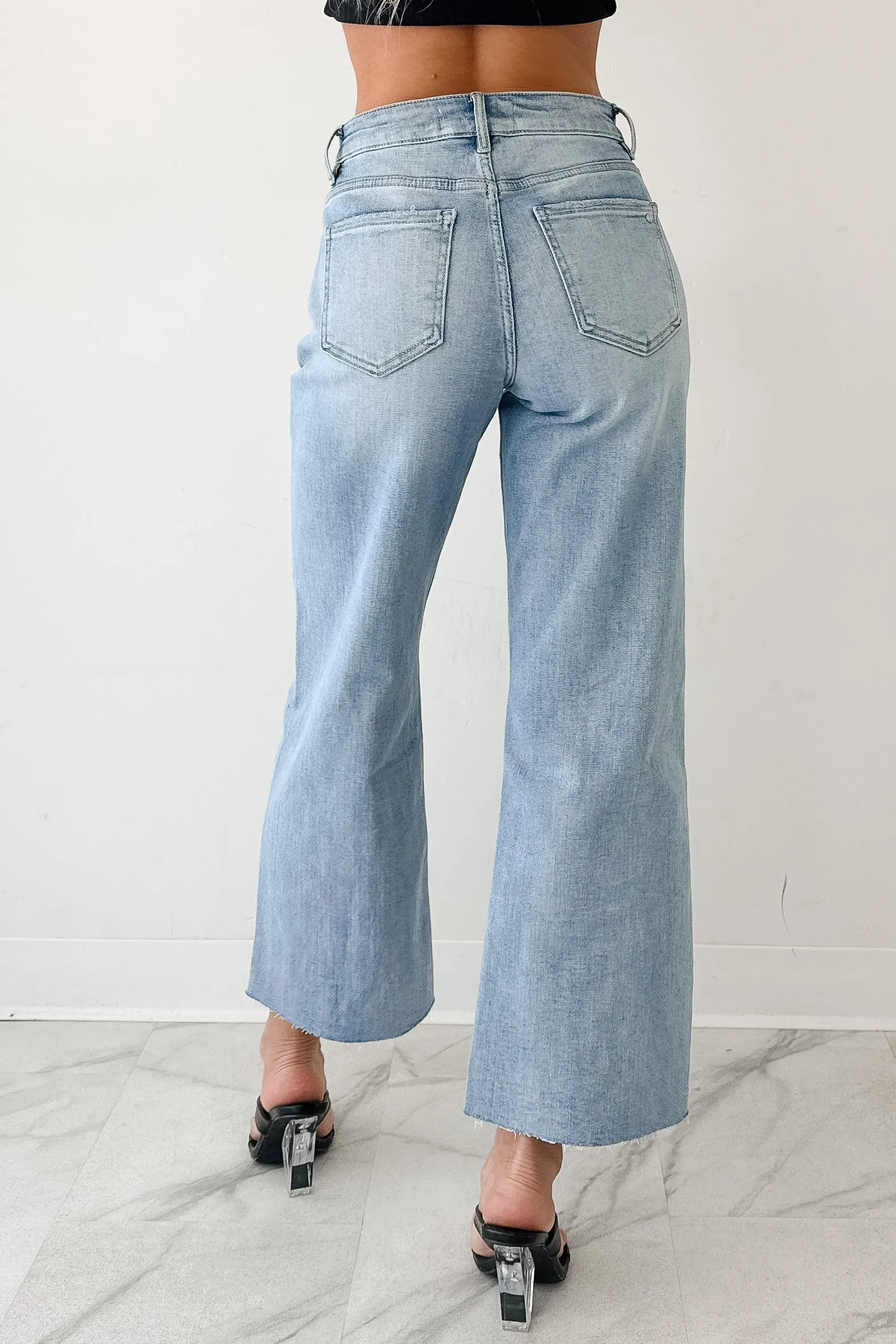 HighWaistSupport Victor Wide Leg Mica Denim Jeans (Light Blue)
