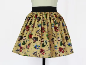 Vintage Inspired Tattoo Flash Art A-line Elastic Skirt #S-AP707 Anti Pilling Surface Comfy Shape