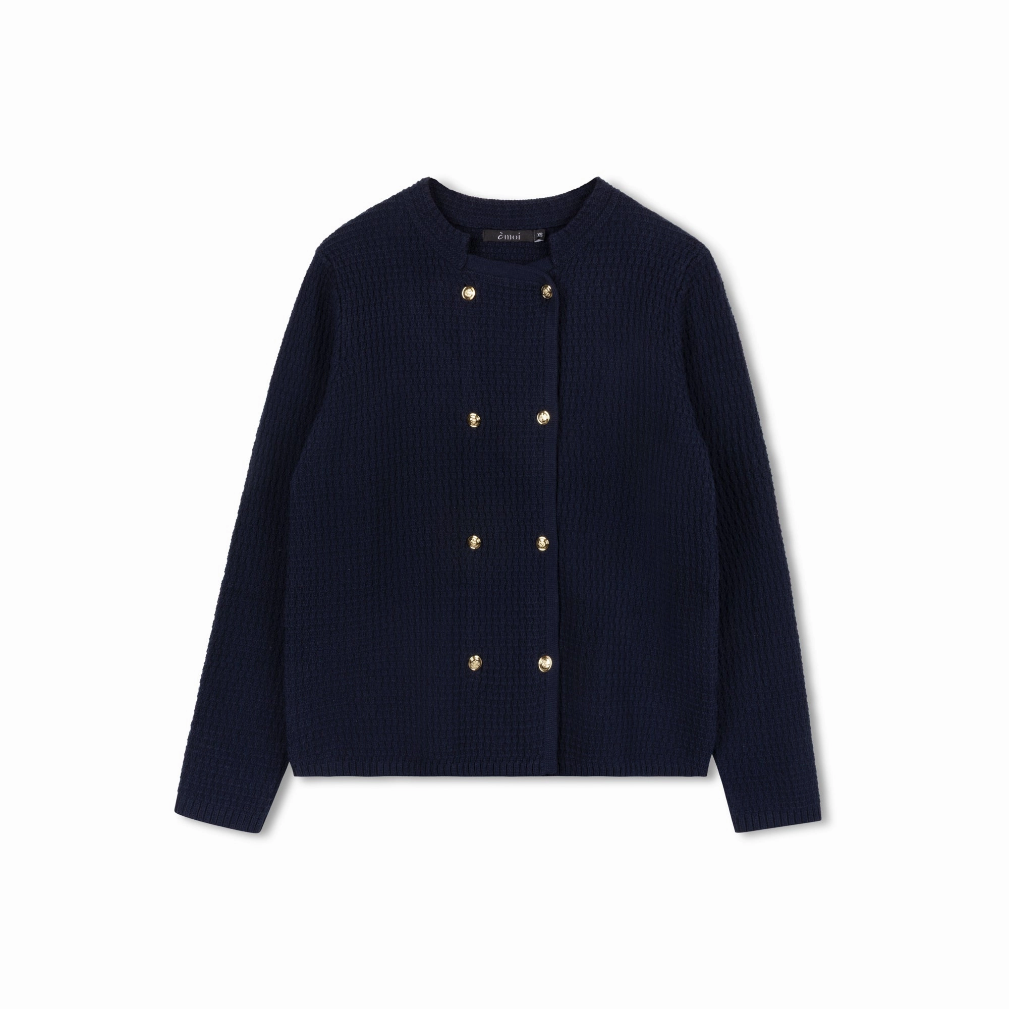 Slim Silhouette Waffle Knit Cardigan | Navy