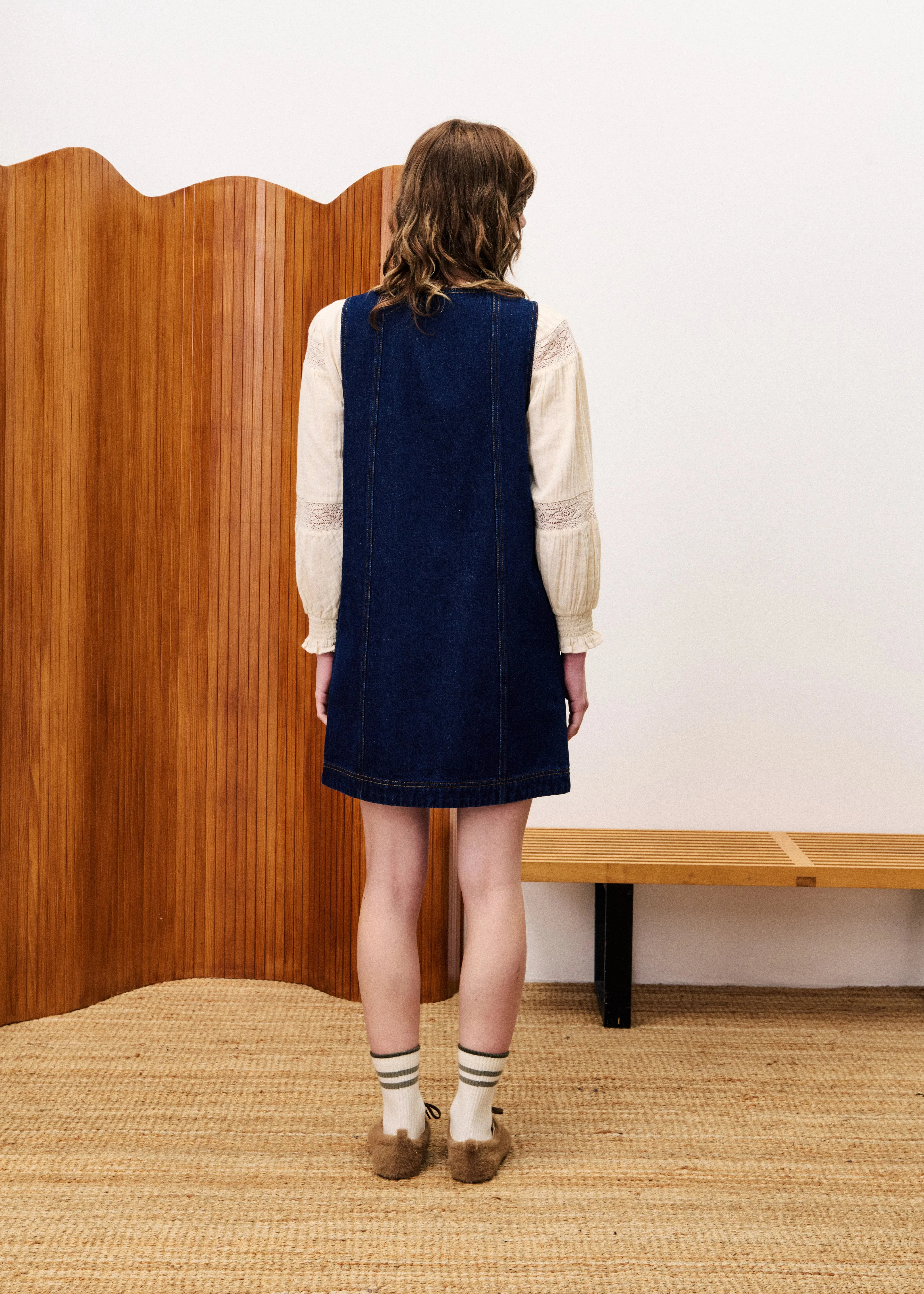 NALA DENIM MINI DRESS Hidden Zipper