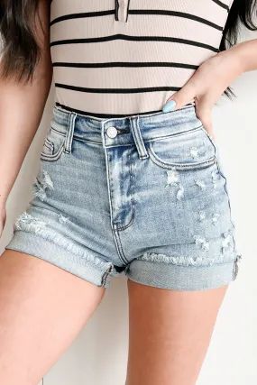 summer shorts Quick Release Buckle Brandon High Rise Distressed Judy Blue Shorts (Medium)