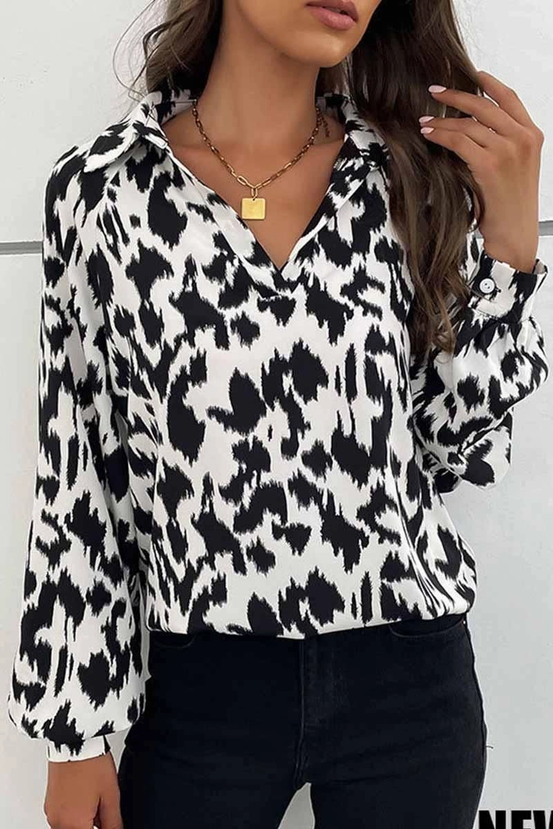 RETRO LAPEL LONG SLEEVED PRINTED SHIRT Soft Touch Feel HeatPressedLogos