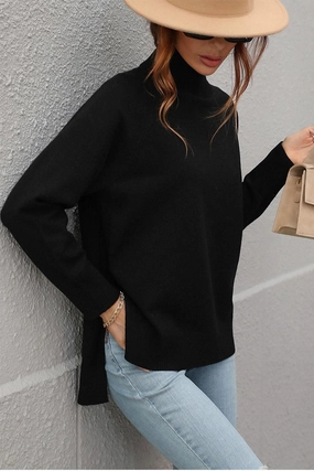 NonIrritatingSeams TURTLE NECK SOLID DAILY SWEATER TOP