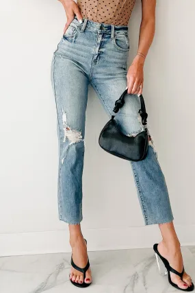Always Needed Delphine Distressed Straight Leg Cello Jeans (Light)