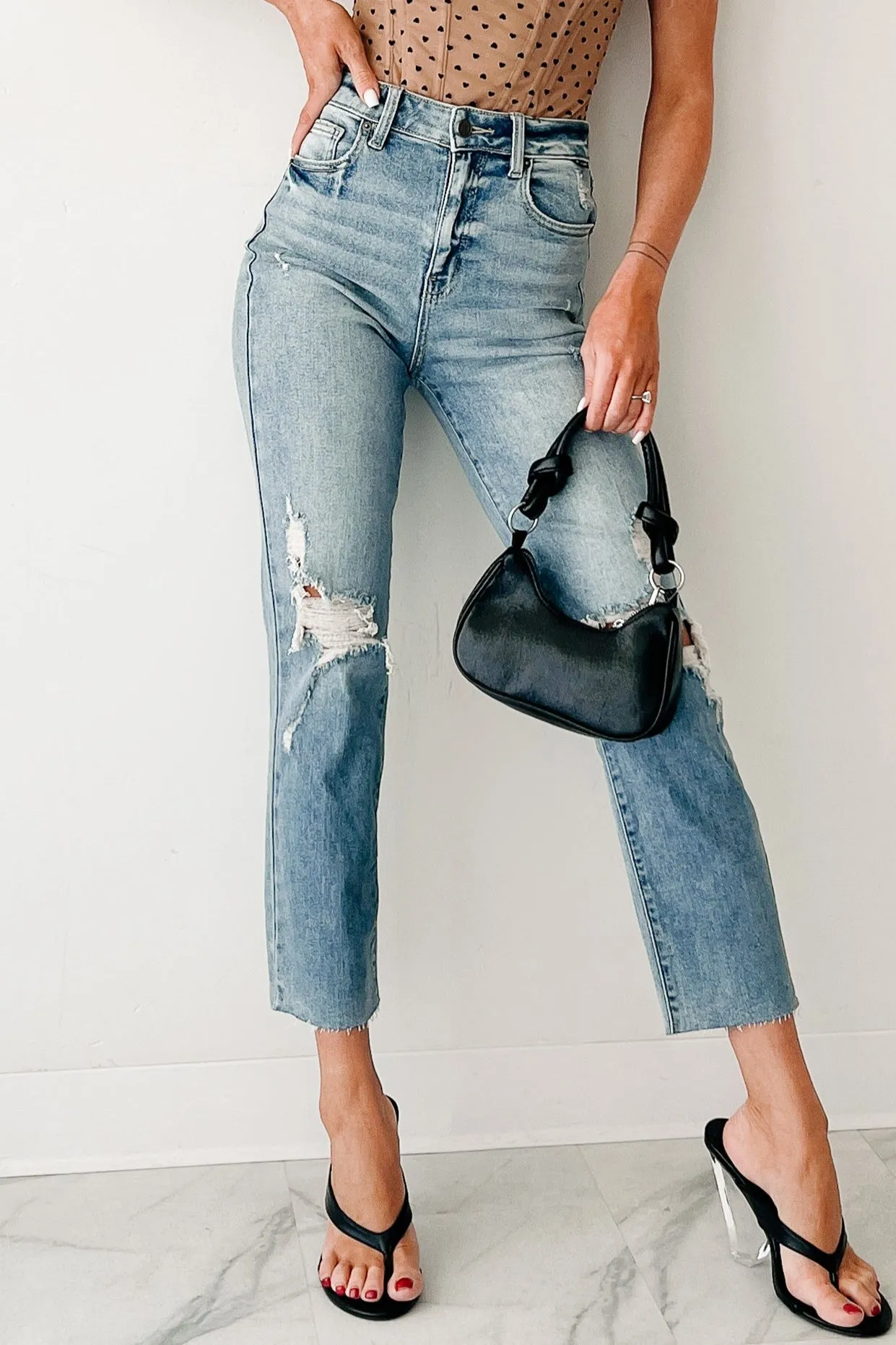 Delphine Distressed Straight Leg Cello Jeans (Light) Lightweight Morning Stroll Durable Simple Choice