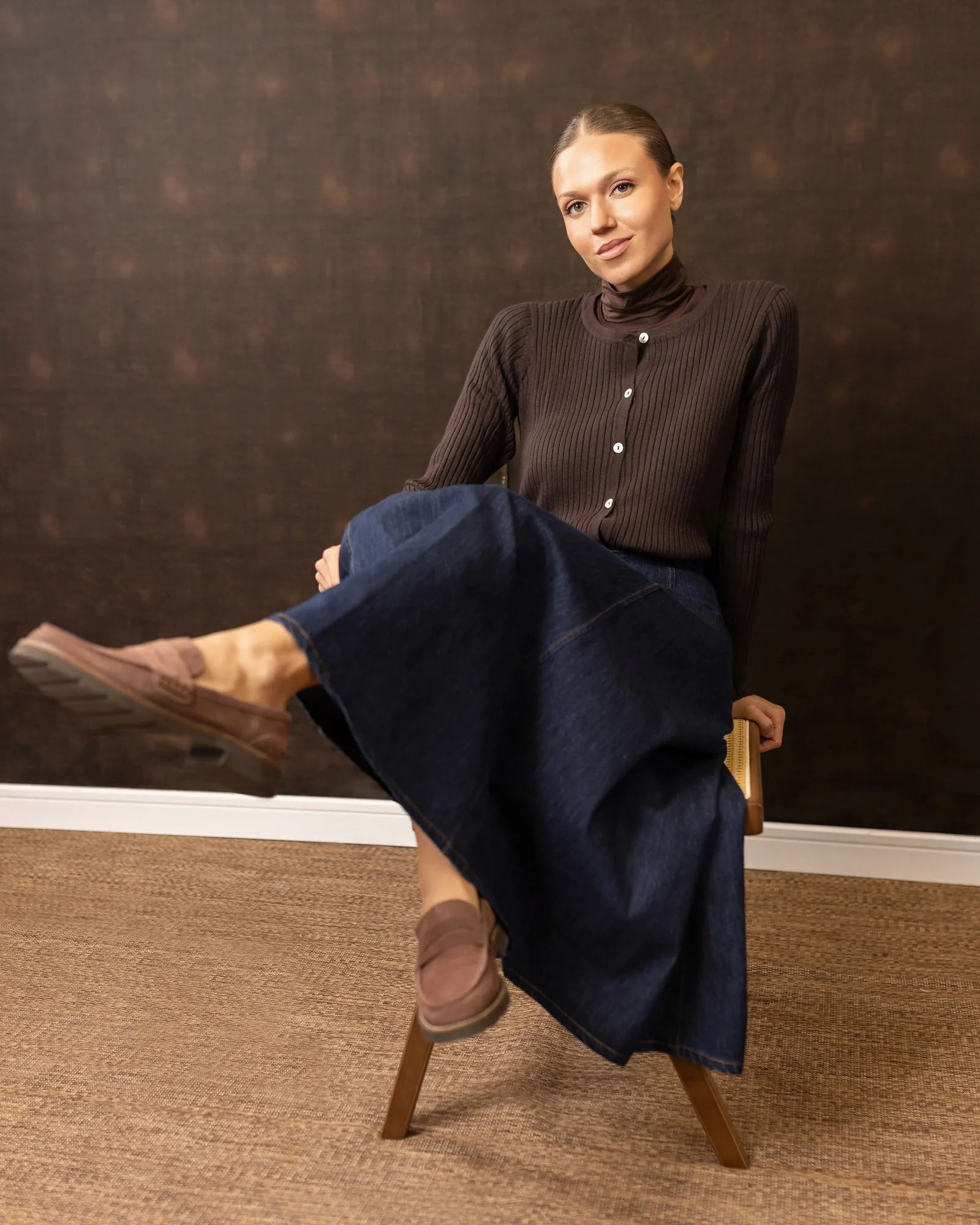 NonSlipGrip Jules Denim Panel Skirt