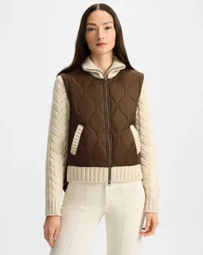 Fall Ready Retro Patra Mixed Media Jacket Mocha/Heathered Sand