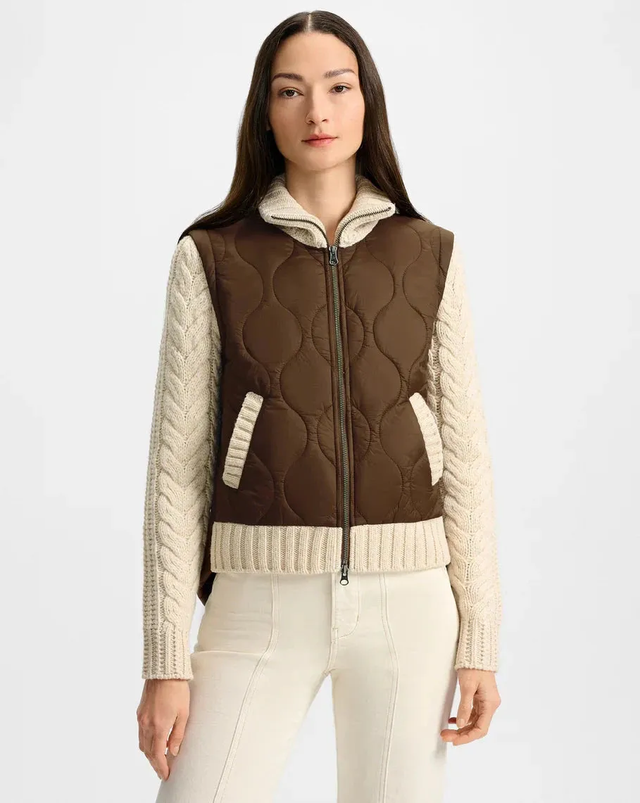 Fall Ready Retro Patra Mixed Media Jacket Mocha/Heathered Sand