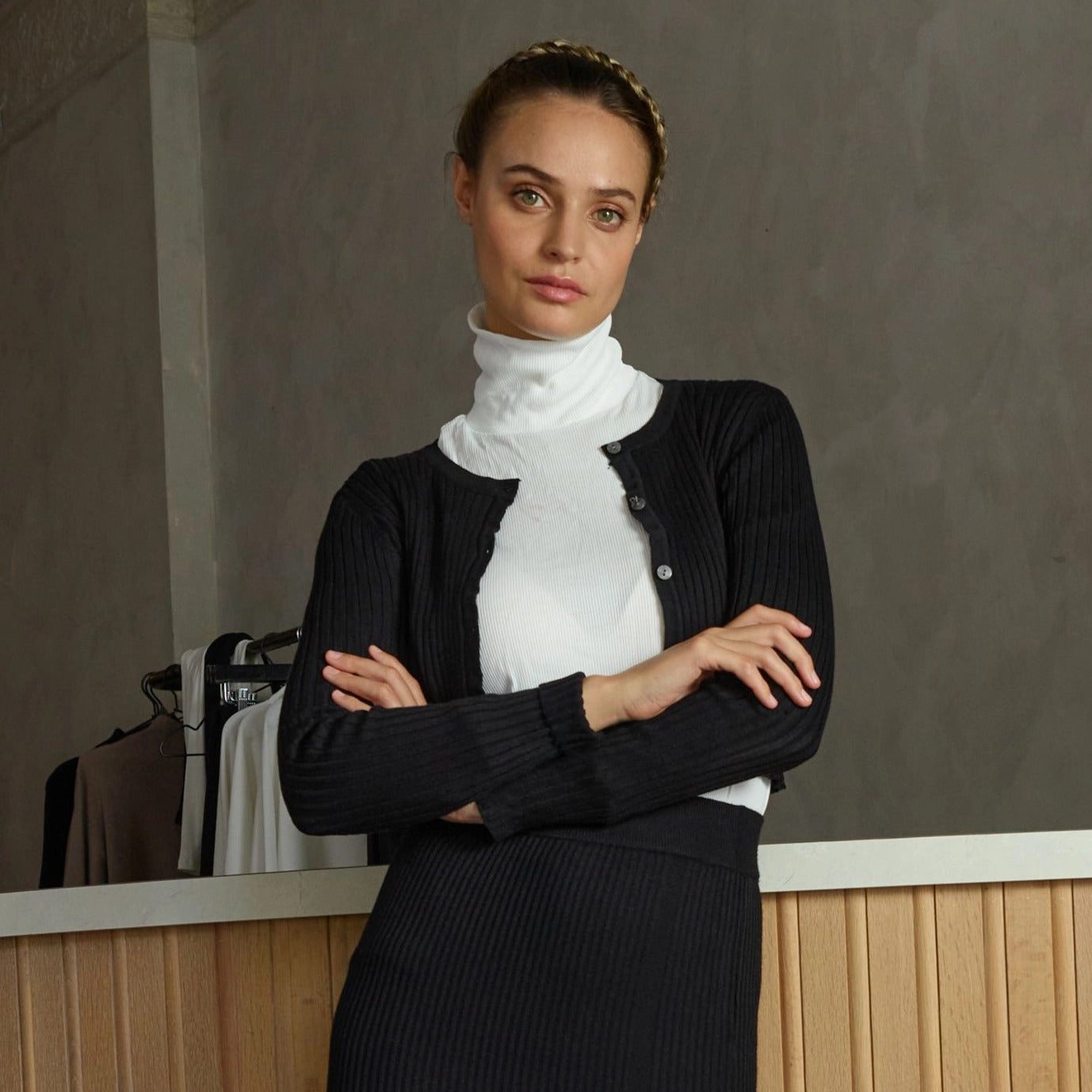 Knit Cardigan | Black QuickDryTech HighDensity Weave