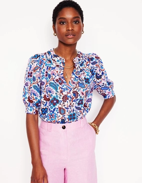 Bea Linen Top-Multi, Oriental Paradise Thermal Regulating Fabric Office Wear